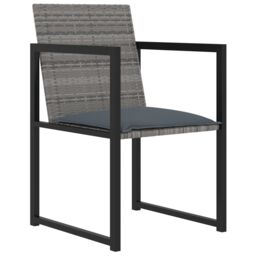 Berkfield Home 5 Piece Outdoor Dining Set with Cushions Poly Rattan Grey - thumbnail 3