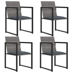 Berkfield Home 5 Piece Outdoor Dining Set with Cushions Poly Rattan Grey - thumbnail 2