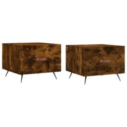 Berkfield Home Coffee Tables 2 pcs Smoked Oak 50x50x40 cm Engineered Wood in Brown - Size: 50 x 50 x 40 cm - thumbnail 2