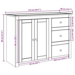 Berkfield Home Sideboard with Drawers Panama 112x40x80 cm Solid Wood Pine in Tan - Size: 112 x 40 x 80 cm - thumbnail 9