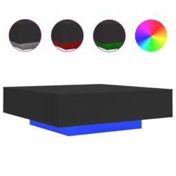 Berkfield Home Coffee Table with LED Lights Black 100x100x31 cm - Size: 100 x 100 x 31 cm - thumbnail 2