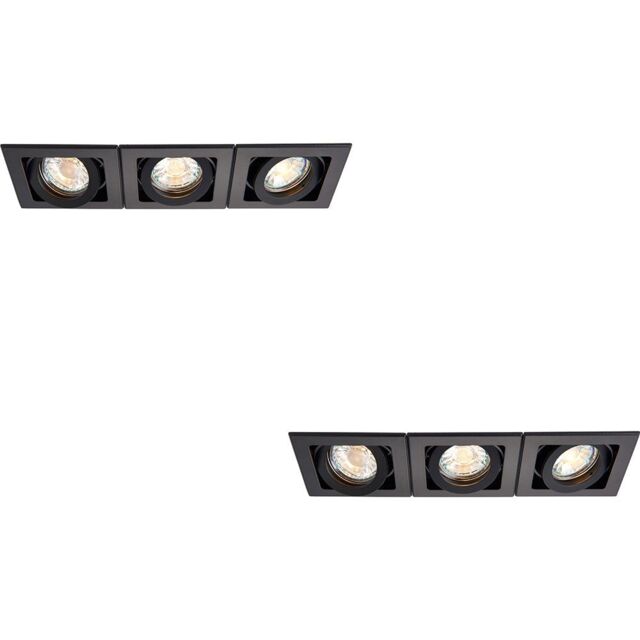 Loops 2 PACK Triple Recessed Boxed Downlight - 3 x 50W GU10 Reflector - Matt Black - image 1