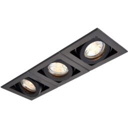Loops 2 PACK Triple Recessed Boxed Downlight - 3 x 50W GU10 Reflector - Matt Black - thumbnail 5