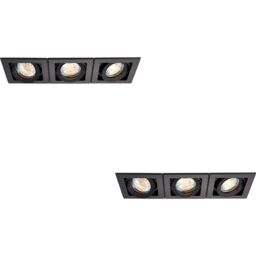 Loops 2 PACK Triple Recessed Boxed Downlight - 3 x 50W GU10 Reflector - Matt Black - thumbnail 1