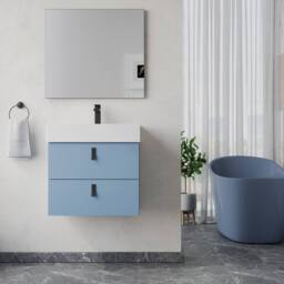 Banyetti Invicta 600mm Wall Hung Vanity with Veneto 1 Tap Hole Basin - Powder Blue - thumbnail 1