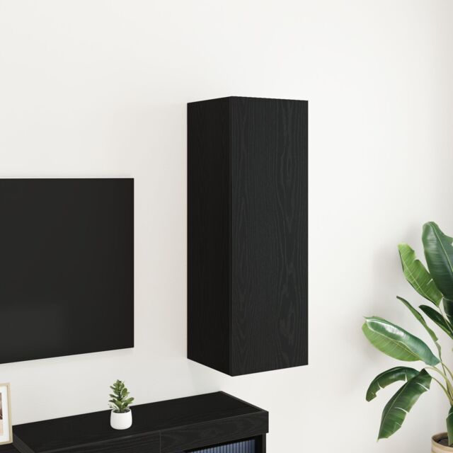 Berkfield Home Wall-Mounted TV Cabinet in Black Oak - 30.5x30x90 cm, Made of Engineered Wood - Size: 30.5x30x90 cm - image 1
