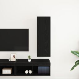 Berkfield Home Wall-Mounted TV Cabinet in Black Oak - 30.5x30x90 cm, Made of Engineered Wood - Size: 30.5x30x90 cm - thumbnail 4