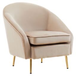 Orsina Mink Velvet Arm Chair, Luxury Velvet Upholstered Accent Chair, Comfortable Armchair for Home, Office in Beige - thumbnail 2