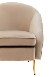 Orsina Mink Velvet Arm Chair, Luxury Velvet Upholstered Accent Chair, Comfortable Armchair for Home, Office in Beige - thumbnail 5