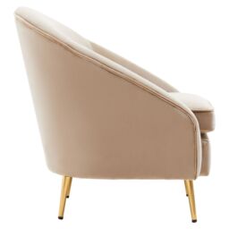 Orsina Mink Velvet Arm Chair, Luxury Velvet Upholstered Accent Chair, Comfortable Armchair for Home, Office in Beige - thumbnail 3