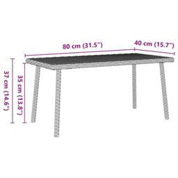 Berkfield Home Garden Coffee Table Rectangular Light Grey 80x40x37 cm Poly Rattan - Size: 80 x 40 x 37 cm - thumbnail 8