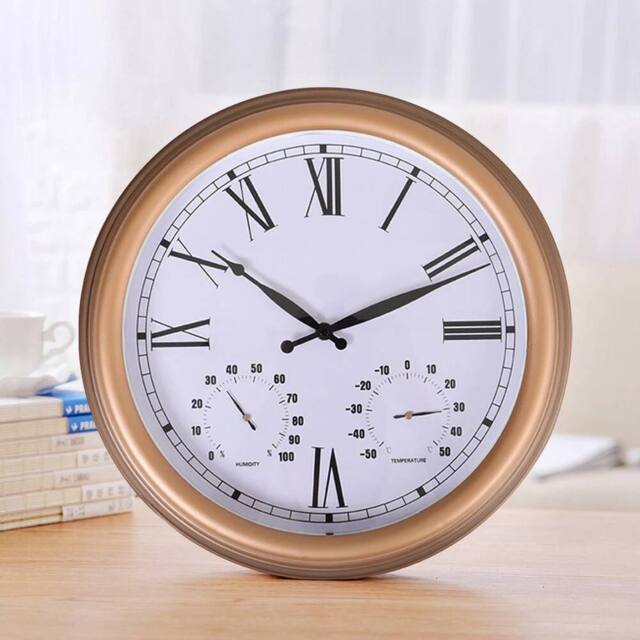 Hinsinc 15 inches Resin Wall Clock Indoor Outdoor Use in Bronze - Size: 0.6m2 - image 1