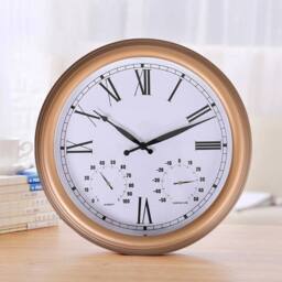 Hinsinc 15 inches Resin Wall Clock Indoor Outdoor Use in Bronze - Size: 0.6m2 - thumbnail 1