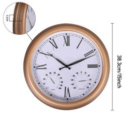 Hinsinc 15 inches Resin Wall Clock Indoor Outdoor Use in Bronze - Size: 0.6m2 - thumbnail 2