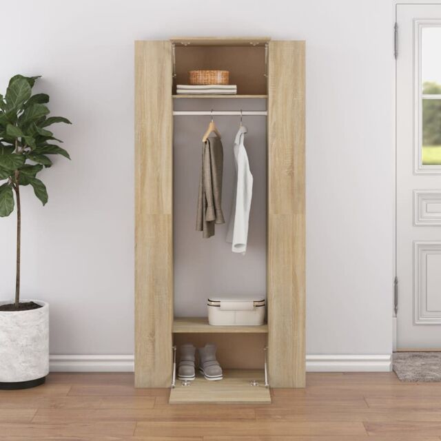 Berkfield Home Hallway Cabinets 2 pcs Sonoma Oak Engineered Wood in Brown - image 1