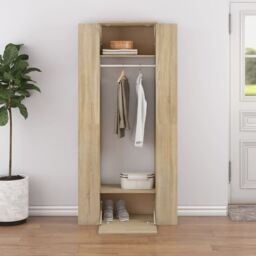 Berkfield Home Hallway Cabinets 2 pcs Sonoma Oak Engineered Wood in Brown - thumbnail 1