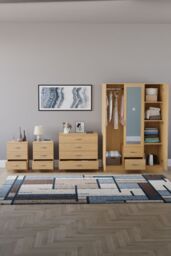 Home Discount Vida Designs 4Pc Bedroom Set 2x3Bedside, 4 Drawer, 3Dr Mirror Wardrobe in Brown - thumbnail 3