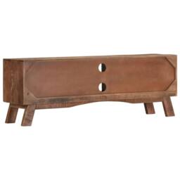 Berkfield Home TV Cabinet 110x30x40 cm Rough Mango Wood in Brown - Size: 110 x 30 x 40 cm - thumbnail 1