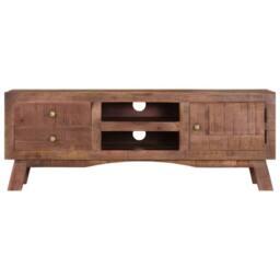 Berkfield Home TV Cabinet 110x30x40 cm Rough Mango Wood in Brown - Size: 110 x 30 x 40 cm - thumbnail 4