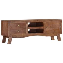 Berkfield Home TV Cabinet 110x30x40 cm Rough Mango Wood in Brown - Size: 110 x 30 x 40 cm - thumbnail 2