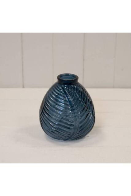 KDMD Leaf Glass Blue Vase 13cm - image 1