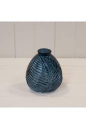 KDMD Leaf Glass Blue Vase 13cm - thumbnail 1