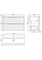 Balterley Fluted Wall Hung 2 Drawer Vanity Basin Unit & Basin 800mm, Satin Green - thumbnail 5