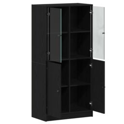Berkfield Home Highboard with Doors Black Oak 68x37x142 cm Engineered Wood - Size: 68 x 37 x 142 cm - thumbnail 5