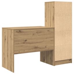 Berkfield Home Desk with Storage Artisan Oak Engineered Wood in Turquoise - thumbnail 8