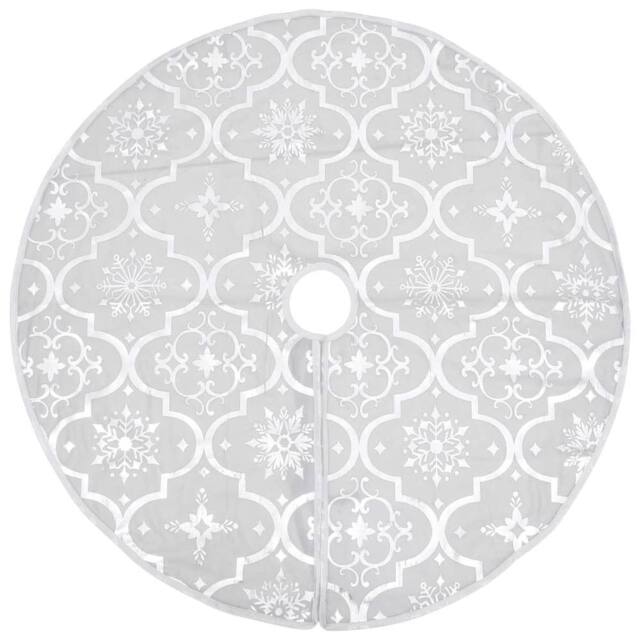 Berkfield Home Luxury Christmas Tree Skirt with Sock White 122 cm Fabric in Light Grey - image 1