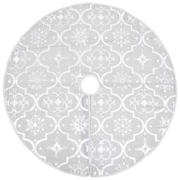 Berkfield Home Luxury Christmas Tree Skirt with Sock White 122 cm Fabric in Light Grey