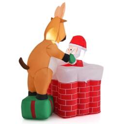 Gymax Inflatable Liftable Santa Claus Climb Chimney Reindeer for Christmas in Red - thumbnail 4