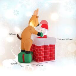 Gymax Inflatable Liftable Santa Claus Climb Chimney Reindeer for Christmas in Red - thumbnail 2
