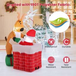 Gymax Inflatable Liftable Santa Claus Climb Chimney Reindeer for Christmas in Red - thumbnail 7