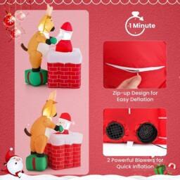 Gymax Inflatable Liftable Santa Claus Climb Chimney Reindeer for Christmas in Red - thumbnail 9