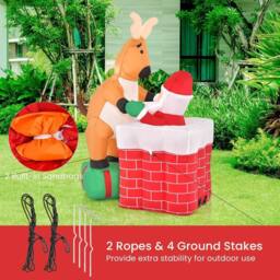 Gymax Inflatable Liftable Santa Claus Climb Chimney Reindeer for Christmas in Red - thumbnail 8