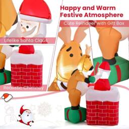 Gymax Inflatable Liftable Santa Claus Climb Chimney Reindeer for Christmas in Red - thumbnail 6