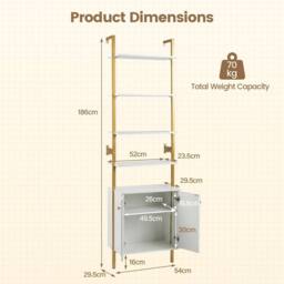 NESTLUNE White 7-Tier 186 cm Wall-Mounted Storage Rack - Size: 100 cm x 15 cm - thumbnail 2