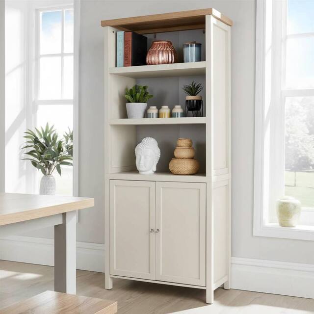 Home Source Avon Low 3 Shelves 2 Doors Bookcase Storage Unit Living Room 36mm Top in White - image 1