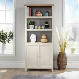 Home Source Avon Low 3 Shelves 2 Doors Bookcase Storage Unit Living Room 36mm Top in White - thumbnail 2