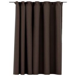 Berkfield Home Linen-Look Blackout Curtain with Hooks Taupe 290x245 cm - thumbnail 2