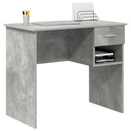 Berkfield Home Desk with Storage Concrete Grey 90x49.5x75 cm Engineered wood - thumbnail 3