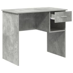Berkfield Home Desk with Storage Concrete Grey 90x49.5x75 cm Engineered wood - thumbnail 4