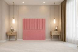 "Nexus Mattresses Ltd Verona Plush Divan Bed Base No Drawers - 12"" Footboard & 54"" Headboard in Pink - Size: Super King" - thumbnail 6