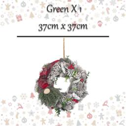 VFM e-Store Christmas Wreath Decoration 37cm x 37cm Green X 1 - Size: 37 cm x 37 cm - thumbnail 2