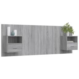 Berkfield Home Classic Bed Headboard with Cabinets Grey Sonoma Engineered Wood - thumbnail 1