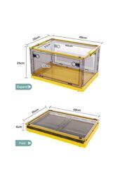Living and Home 3Pcs Collapsible Storage Box Large Size Stackable Clear Plastic Storage Box With Wheel in Yellow - thumbnail 2
