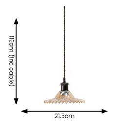 ValueLights Lucrezia Pendant Light with Frilled Glass Lamp Shade in Amber - Size: 9 inches - thumbnail 6