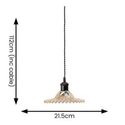 ValueLights Lucrezia Pendant Light with Frilled Glass Lamp Shade in Amber - Size: 9 inches - thumbnail 4