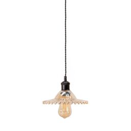 ValueLights Lucrezia Pendant Light with Frilled Glass Lamp Shade in Amber - Size: 9 inches - thumbnail 5
